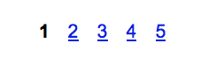 A pagination feature,  featuring the number 1, followed by the numbers 2 through 5, each of which are blue underlined links 