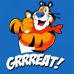 Tony the Tiger with text overlay GRRREAT!