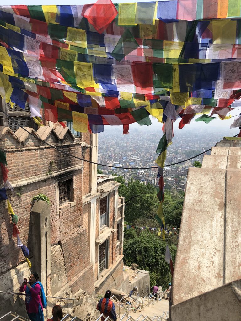 A virtual ceiling of prayer flags as seen from Swayambhunath Stupa (aka Monkey Temple), Kathmandu